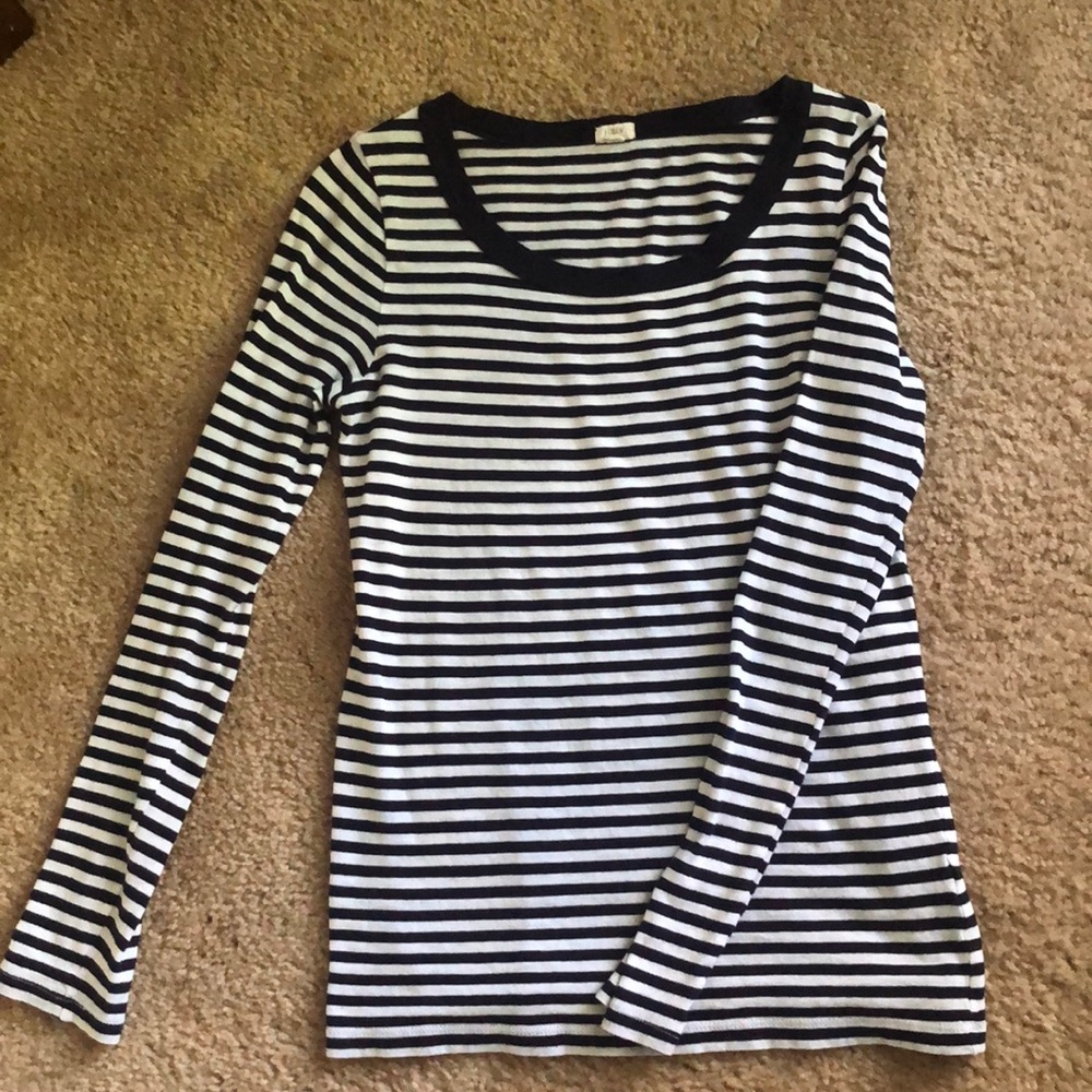 J Crew long sleeve t shirt - navy & white stripe